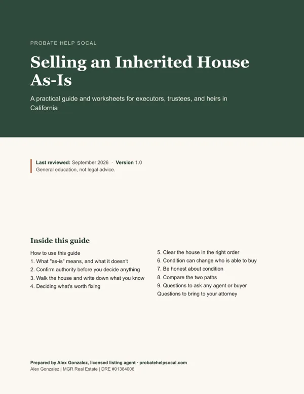 Cover of one of our free guides: Selling an Inherited House As-Is