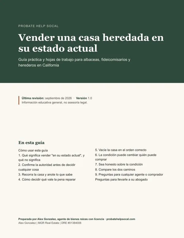 Portada de una de nuestras guías gratuitas: Vender una casa heredada en su estado actual